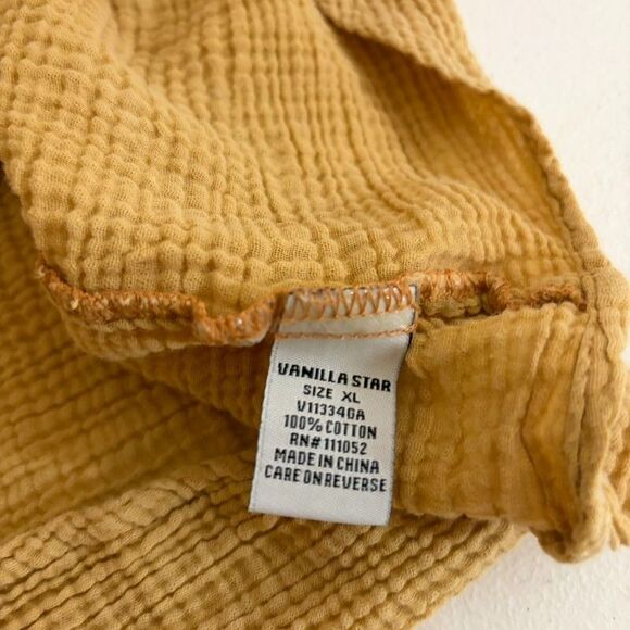 Vanilla Star Blouse Women's XL Gauze Button Up Short Sleeve Sheer Collared Top - Picture 7 of 8